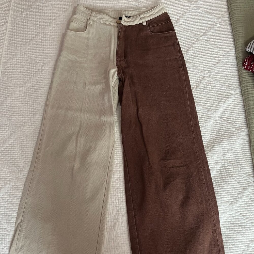 Brown and Tan Two-toned Jeans (100% cotton)